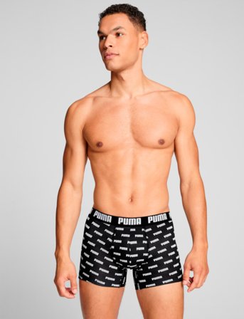 PUMA Puma Men Everyday Logo Print Boxers 2P - Black - L