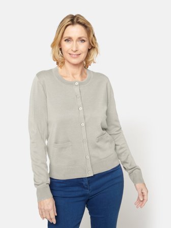 BRANDTEX - Langærmet Cardigan - Grå - Lommer