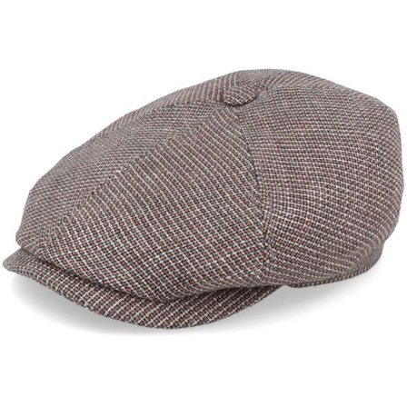 Stetson - Brun flatcap Keps - 6-Panel Cap Virgin Wool/Linen Beige/Red/Blue Flat Cap @ Hatstore