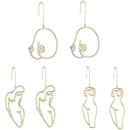 Boob örhänge ansikte abstrakt guld kvinnlig kropp hänge dinglande örhängen set Picasso kvinnor form chokers tråd ansikte stud örhänge-6 par