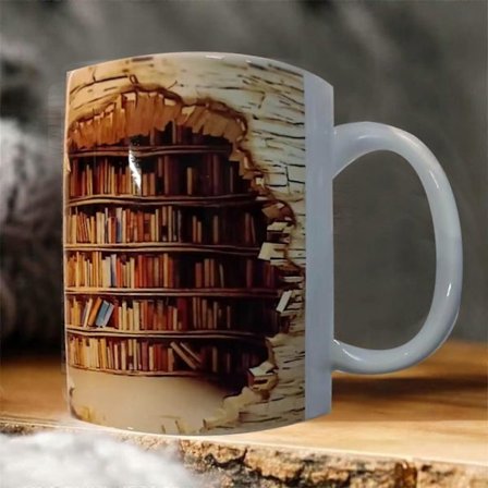 Sommarrea! Burn Book Mugg, Retro Bokhylla Mugg, 3D Bokhylla Mugg, Kompatibel med Bokälskare - Presenter till Läsare[HK]