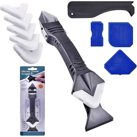 2023 3 In 1 Silicone Caulking Sealant Tool Set, Joint Smoothers Rremovals For Bathroom Kitchen Window Sink, Grout Scraper Nozzle Kit (11 Piece)