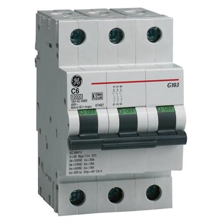 General Electric Automatsikring 3P 10kA B 6A G103/B06