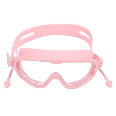 Børnesvømmebriller med ørepropper, vandtætte AntiFog HD dykkerbriller, pink