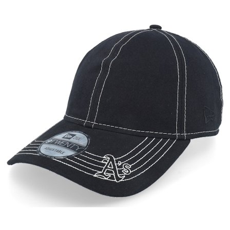 New Era - MLB Schwarz Unconstructed Cap - Oakland Athletics Contrast Stitch 9TWENTY Oak Black Dad Cap @ Hatstore