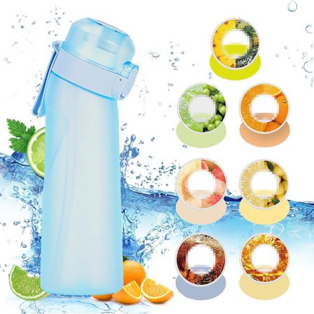 Ilmavesipullo maku-podilla 650ML Makuvettä Pullo Aloituspakkaus Hedelmä Maku Vesi C Sininen