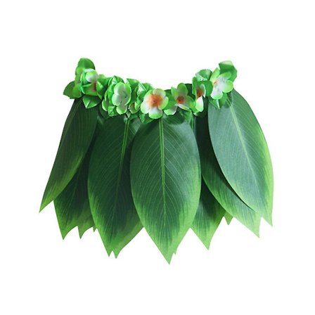 Ti-blad Hula Skjørt Hawaiiansk Bladskjørt Grønt Græs Skjørt Med Kunstige Blomster Til Strand Luau Party Tilbehør