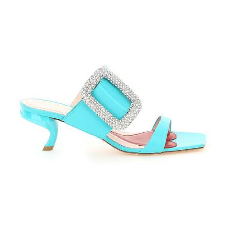Roger Vivier, leather viv' choc mules Blauw, Dames, Maat:39 EU