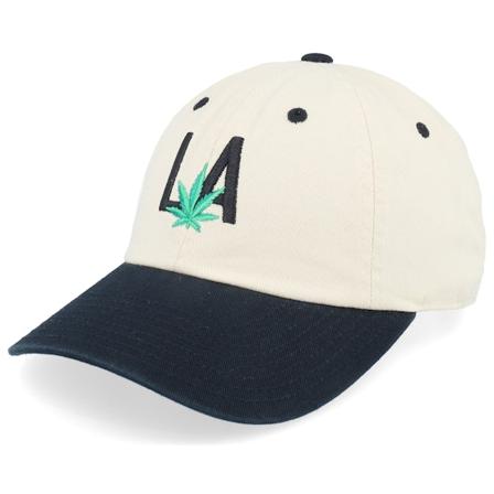 American Needle - Los Angeles Micro Iconic Ivory/Black Dad Cap Unconstructed Beige Cap - @ Hatstore
