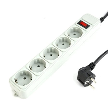 Grenuttag med 5 Uttag och strömbrytare 1,8m