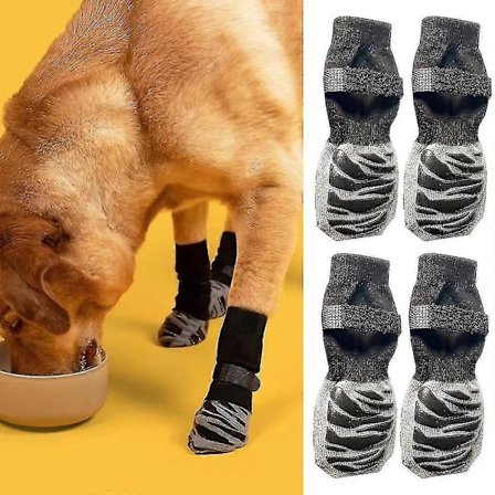 4 stk. Sklisikre Sokker til Hund, Potebeskyttelse Mot Sliping og Sklisikkerhet, Ideell for Hundepotebeskyttelse for Hardt Tregulv