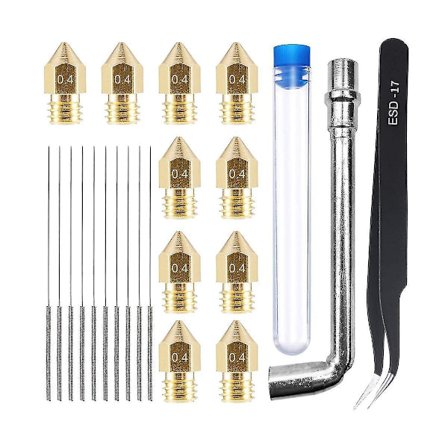 23-delad 3D-skrivarmunstyckesats med 10 st Mk8 0,4 mm 3D-skrivarmunstycken Extruder för 3D-skrivare