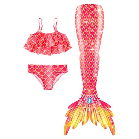 8 stk Jenter Havfruehale Badedrakt Sett Ruffle Topp Bikini Underdel Fiskehale Badedrakt Barn Strand Basseng Badeklær 3-16 år 237 237