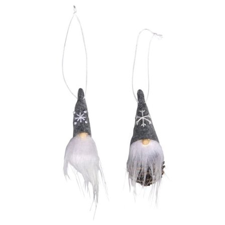 Harmaa tonttu - joulukuusenkoriste - 10 cm