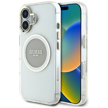 Guess IML Metal Colored Circle Classic Logo MagSafe kotelo iPhone 16:lle - harmaa