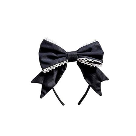 Buehodeband, Lolita Hårbånd Sløyfe Hodeplagg Hårtilbehør for Kvinner Jenter Fest og Cosplay (SVART)