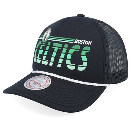 Mitchell & Ness - NBA Sort trucker Kasket - Boston Celtics Graded Black A-frame Trucker @ Hatstore