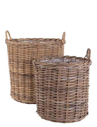 House Nordic Ria - Baskets, Kubu Rattan, Natural Set Of 2 - Brown - 58X50X50CM