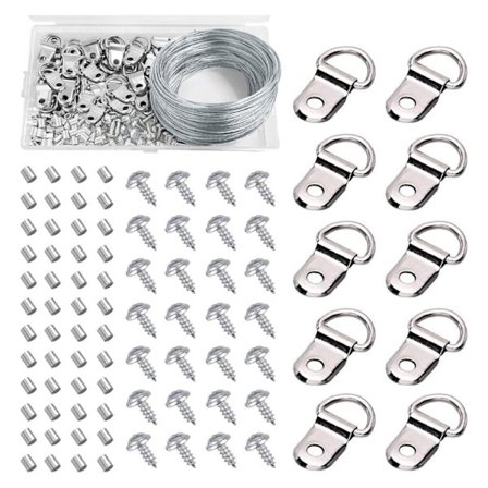 30m Metall Trådset för Tavelramar med Hängare & Krymphylsor Metall Taveltrådar set 131st för Ramar & Speglar