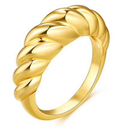 14K Guldpläterad Croissant Dome Ring Twisted Braided Gol