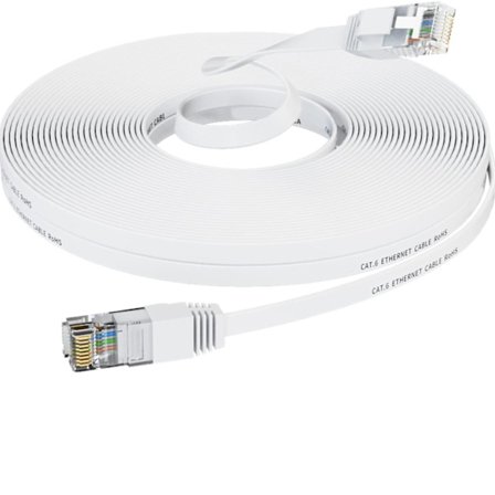 Pitkä Ethernet-kaapeli 30m, Cat 7 Nopea litteä internetkaapeli 30 metriä Verkkokaapeli Valkoinen 10gbps 600mhz Rj45 Kaapeli 100ft Suojattu Lan-patch-