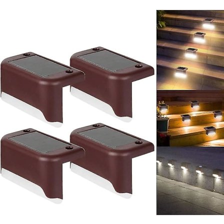 4-pack solcellslampor för däck LED solcellslampor vattentäta staketlampor kompatibla med utomhussteg staket [dB}