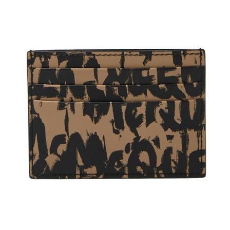 Alexander McQueen, Contrast Graffiti Cardholder Brązowy, Mężczyzna, Rozmiar: ONE Size