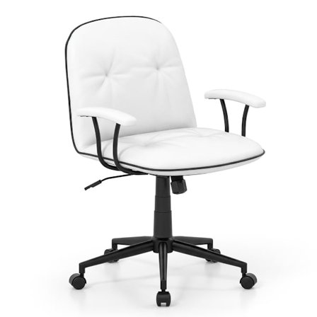 Ergonomisk kontorstol, kunstlæder, hvid, justerbar