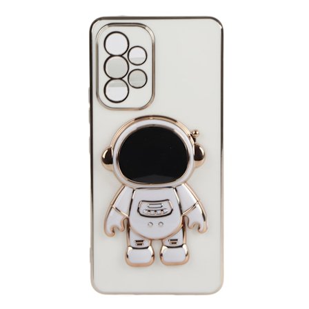 TPU plast mobiltelefondeksel stereoskopisk holder mobiltelefonbeskyttelsesdeksel for Samsung hvit for A53 5G