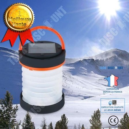 Solförsedd Campinglampa - TD - Fällbar - Vattentät - Batteri 800 mAh - Röd