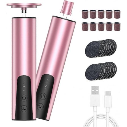 Elektrisk förhårdnadsborttagare kompatibel med fötter (6 hastigheter), 2 i 1 elektrisk fotfil nagel