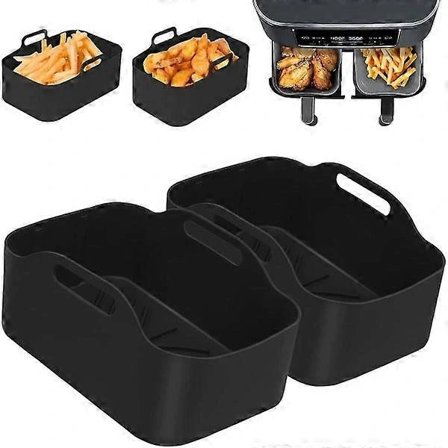 2 st silikonformar för dubbla airfryers, silikonkorg för dubbel airfryer, airfryerställ, tillbehör för airfryer, ugn och mi