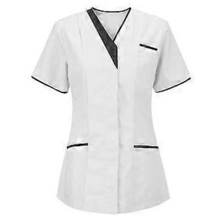 Toppmodern V-ringad arbetsuniform T-shirt Dam Blus Fickor Arbetsuniform T-shirt För Arbetare