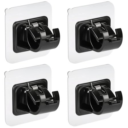 XJ-4 stk selvklæbende gardinstangsfæster uden bor Gardiner krog holder Fastgørelsesstangholder Gardinstang vægbeslag Håndklædestangskrog Hjem, sort
