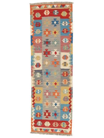 97X292 Kilim Qashqai Rug Oriental Runner Orange/Dark Blue ( Persia/Iran) Carpetvista
