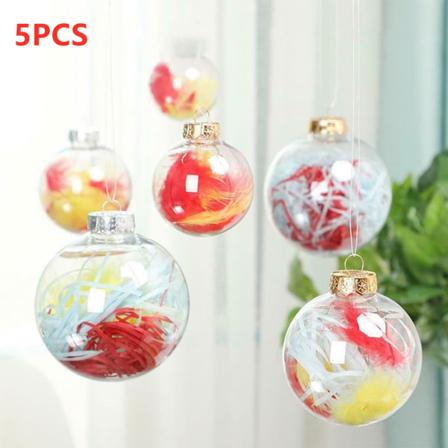5 St Christmas Clear Plastic Balls Baubles Xmas Tree Ornament