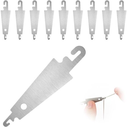 Trådnåle i rustfrit stål - 10 stk. - Nåletråder til broderi og korssting - Robust trådningshjælp - Sølv