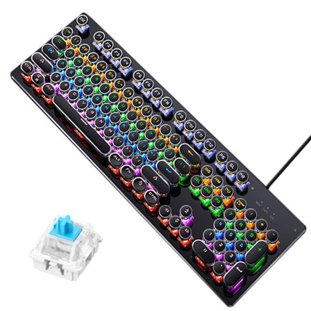 Gaming Tangentbord Retro Keycap Bakgrundsbelyst Trådbundet Mekaniskt Tangentbord för PC Dator Stationär Laptop Trådbundet Tangentbord