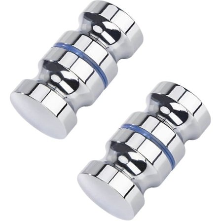 2 stk. Dusjdørknott, Krom Dusjdørknott, Dørknott med Skrue, Høyglans, Brukes til Dusjdør Glassdører (Sølv)