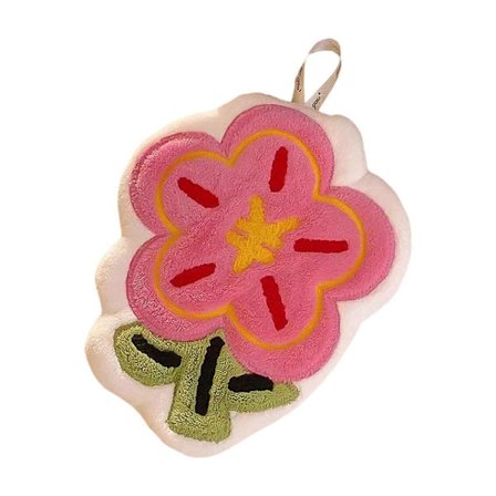 Kukallinen käsipyyhe ripustuslenkillä Pesulappu Kylpypyyhe Uudelleenkäytettävät söpöt pienet pyyhkeet Korallifleece Käsipyyhe kotiin asuntolaan