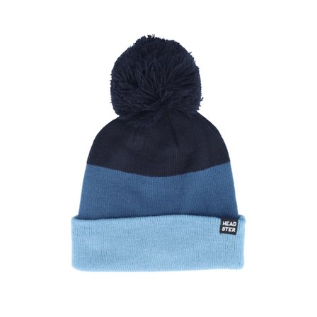 Headster - Kids Tricolor True Indigo Toque & Fleece Pom Pom Blue Beanie - @ Hatstore