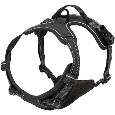 Hundesele, Myk, Slitesterk, Anti-Trekk Hundevestsele med Justerbar Refleksstripe, Svart, L, Brystomkrets 61-81cm