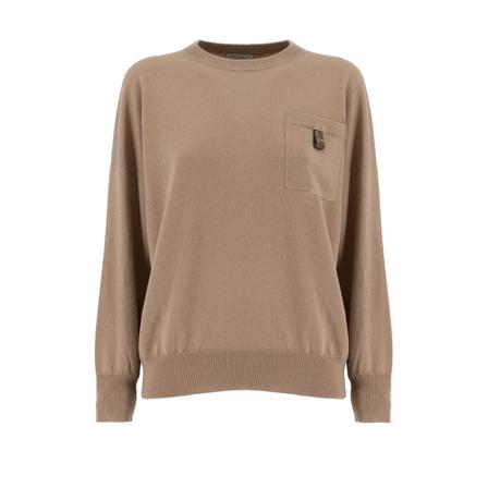 Brunello Cucinelli, Knitwear M12174100_C8642 Beige, Dames, Maat:M