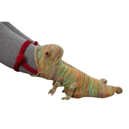 Et par strikkede dyreformede strømper, vintervarme indendørs gulvstrømper