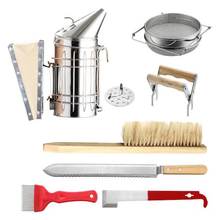 Biavlerværktøjssæt 7-Delt Biavlssæt Med Ryger, Biavlerbørste, Startsæt, Rustfast