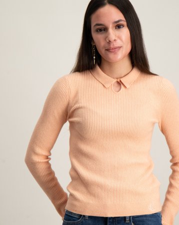 Calvin Klein POLO COLLAR KNIT SOFT SWEATER Rosa Genser Jente - Kids Brand Store