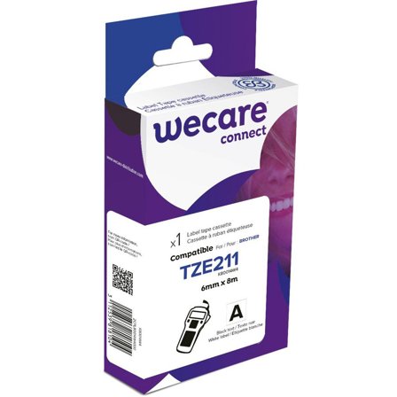 WECARE Tape 6mm TZe-211 Svart på Vit - Lyreco - Kontorsmaskiner - Märkmaskiner och tape - Tape - Brother TZ