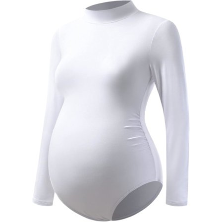 Maternity Shirt Mock Neck Long Sleeve Bodysuit för Gravid Fotografering one size