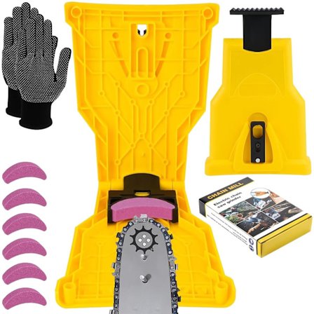 Kædesliber, universelt kædeslibeværktøj med 6 slibesten og 1 par handsker, hurtigt kædeslibeværktøj