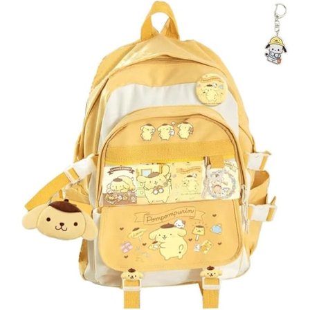 Kawaii Ryggsäck med Nyckelring, 3D-tryckt Vardaglig Sportväska, Utomhusryggsäck, Rese-ryggsäck för Ungdomar.